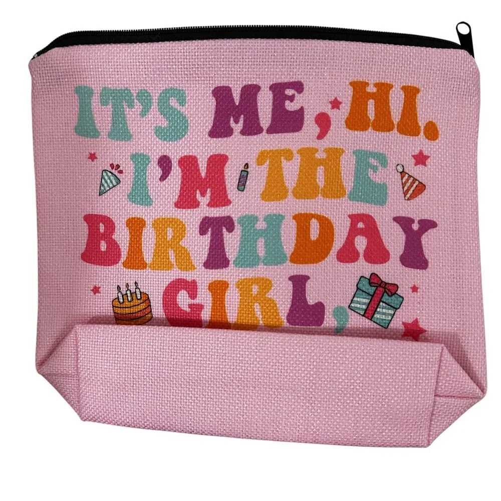 It's Me Hi I'm the Birthday Girl Makeup Bag Cosmetic Pink Travel Taylor Swift